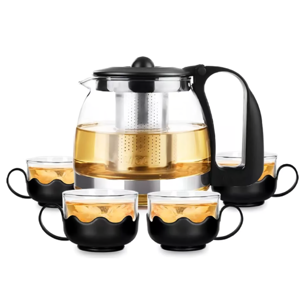 Tetera de Vidrio Infusión  + 4 Tazas
